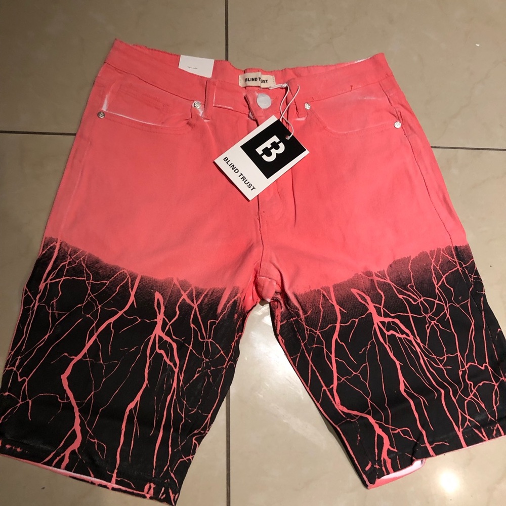 Blind trust coral denim shorts